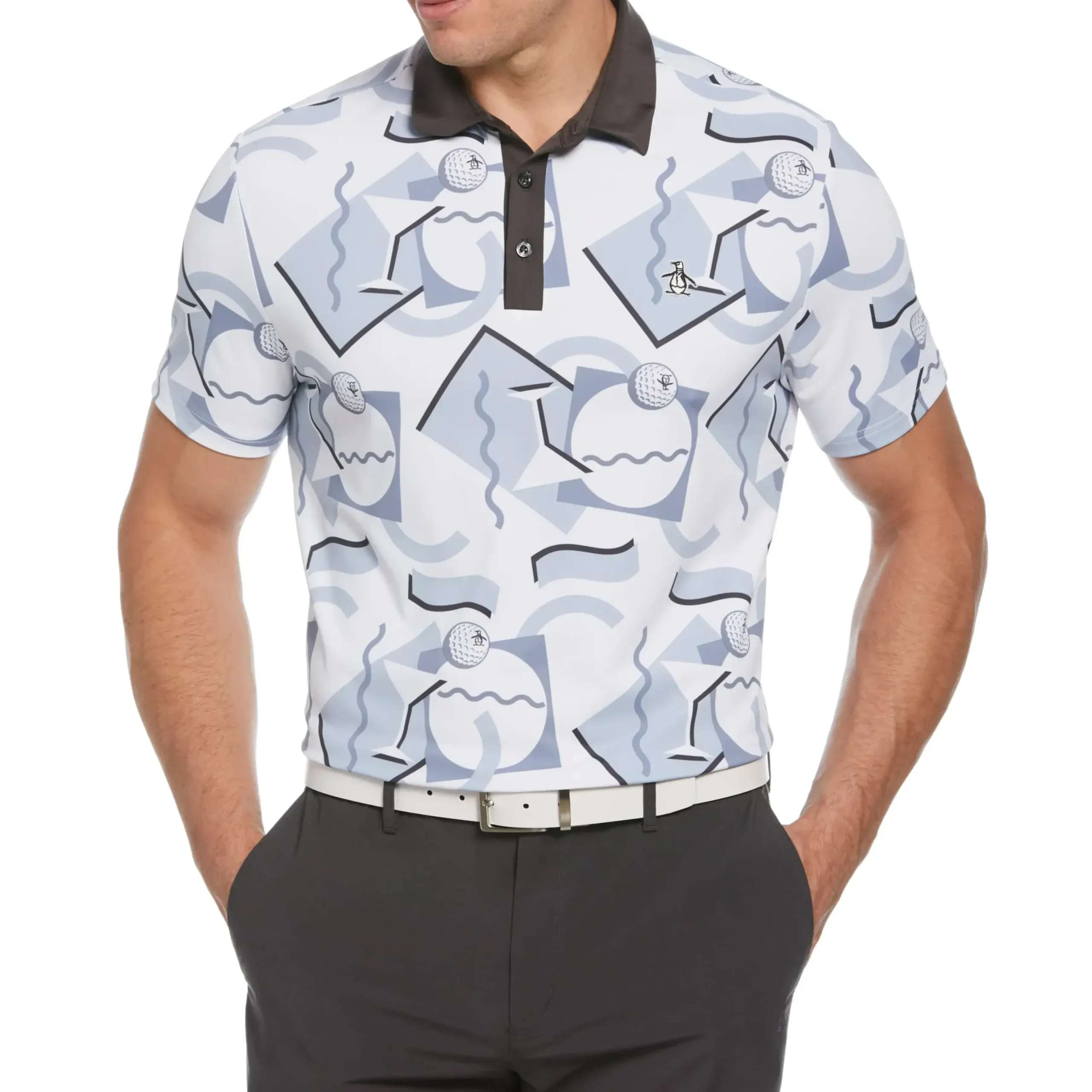 Abstract 80's Print Golf Polo