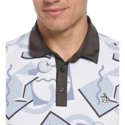Abstract 80's Print Golf Polo