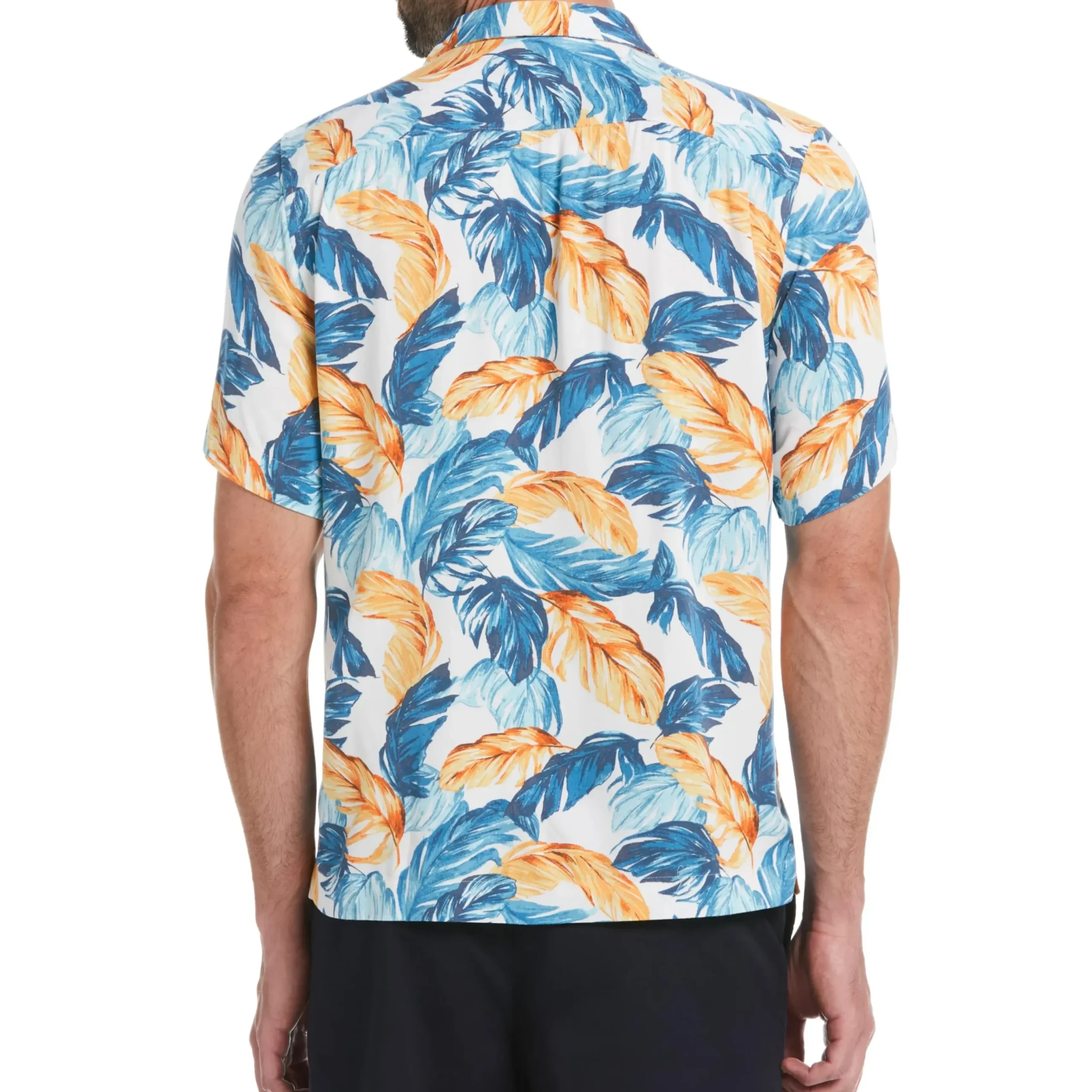 Allover Leaf Print Camp Collar Shirt