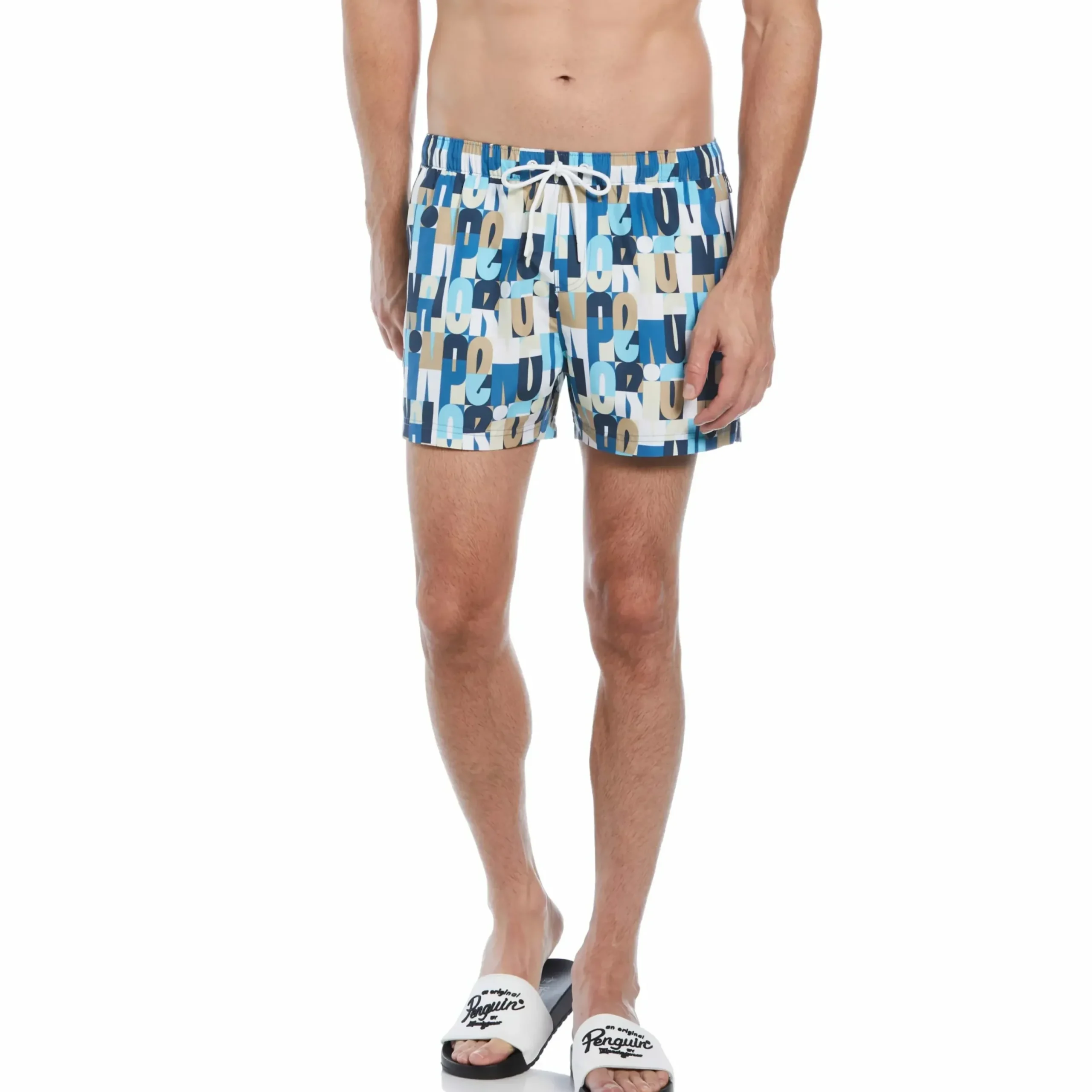 Allover Multi Color Logo Print Swim Short