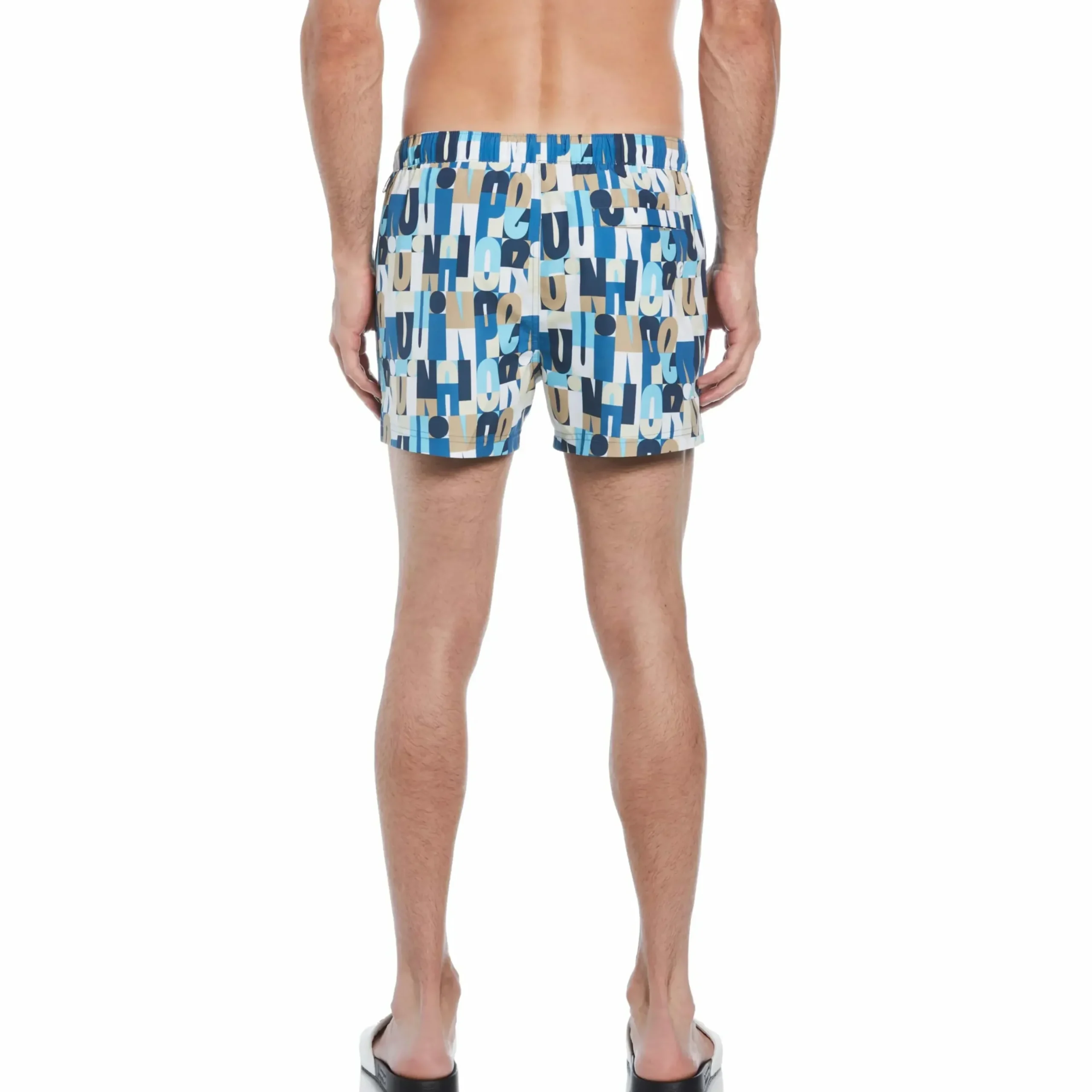 Allover Multi Color Logo Print Swim Short