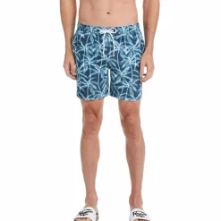 Allover Palm Print Slim Fit Swim Short