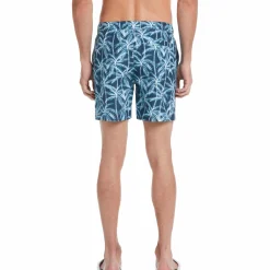Allover Palm Print Slim Fit Swim Short