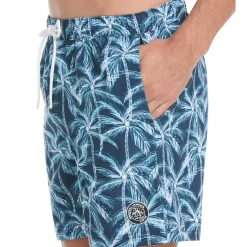 Allover Palm Print Slim Fit Swim Short