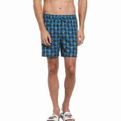 Allover Palm Tiles Print Swim Short