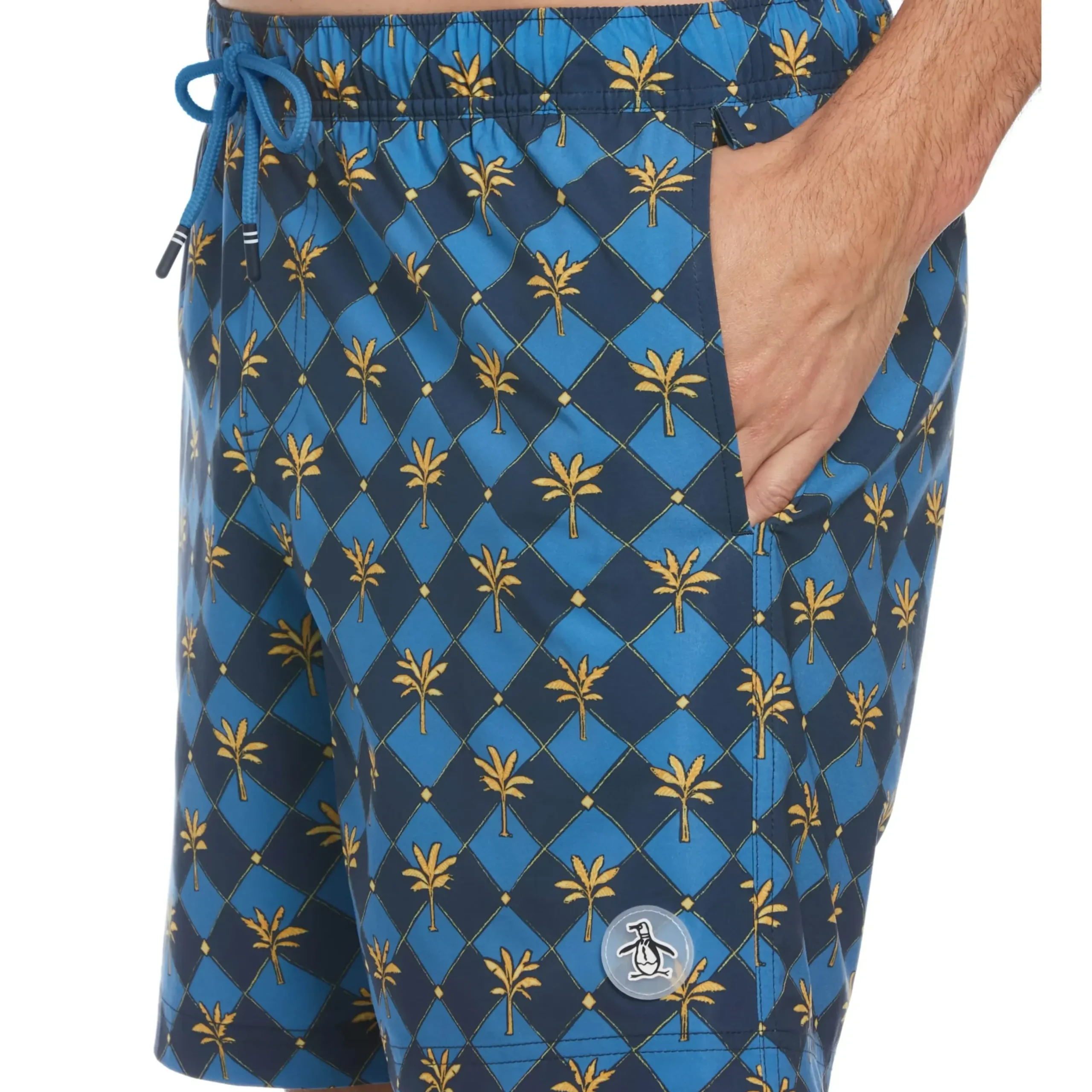 Allover Palm Tiles Print Swim Short