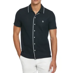 Button Front Textured Earl Polo
