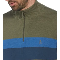 Color Block 1/4 Zip Sweater