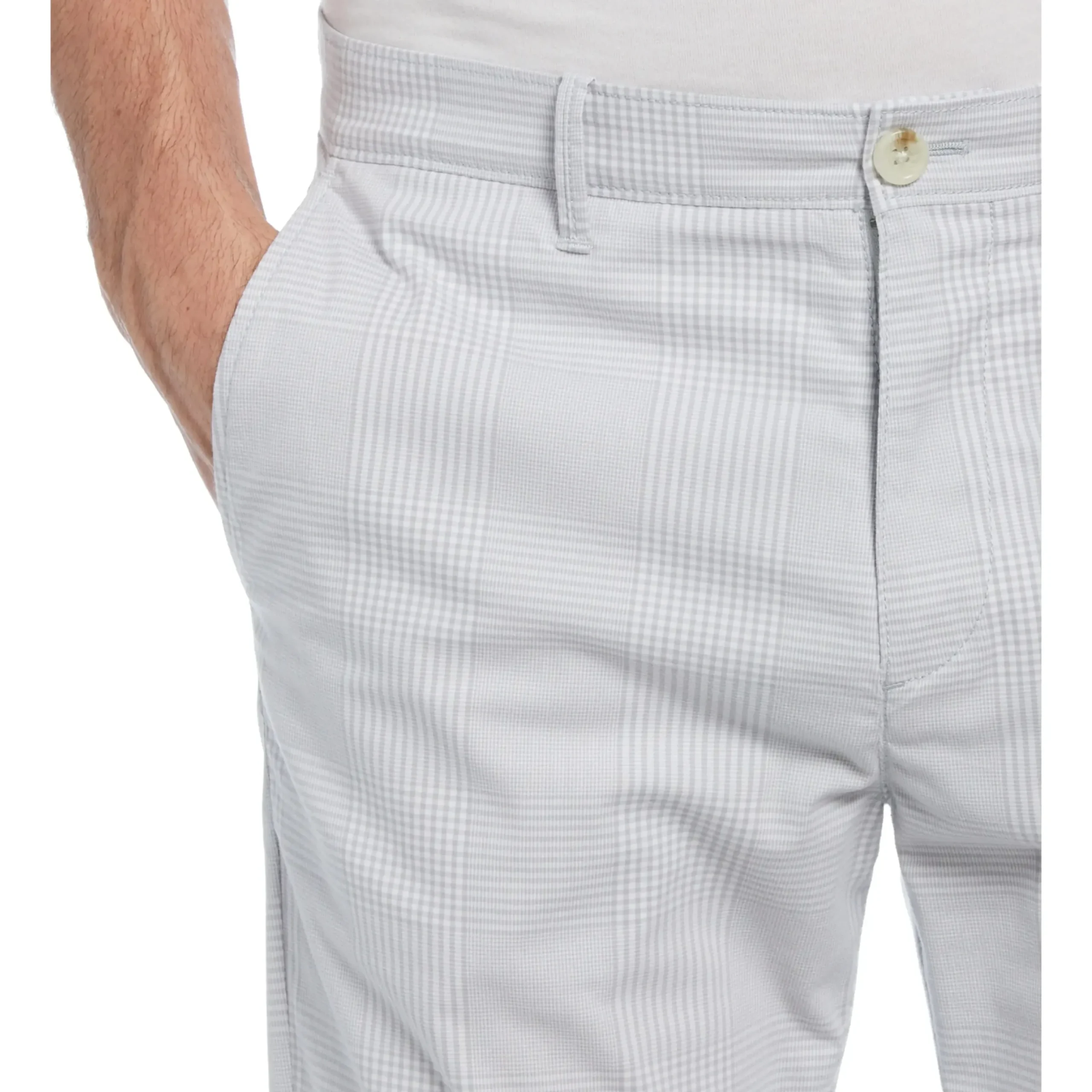 Cotton Blend Slim Fit Plaid Pants