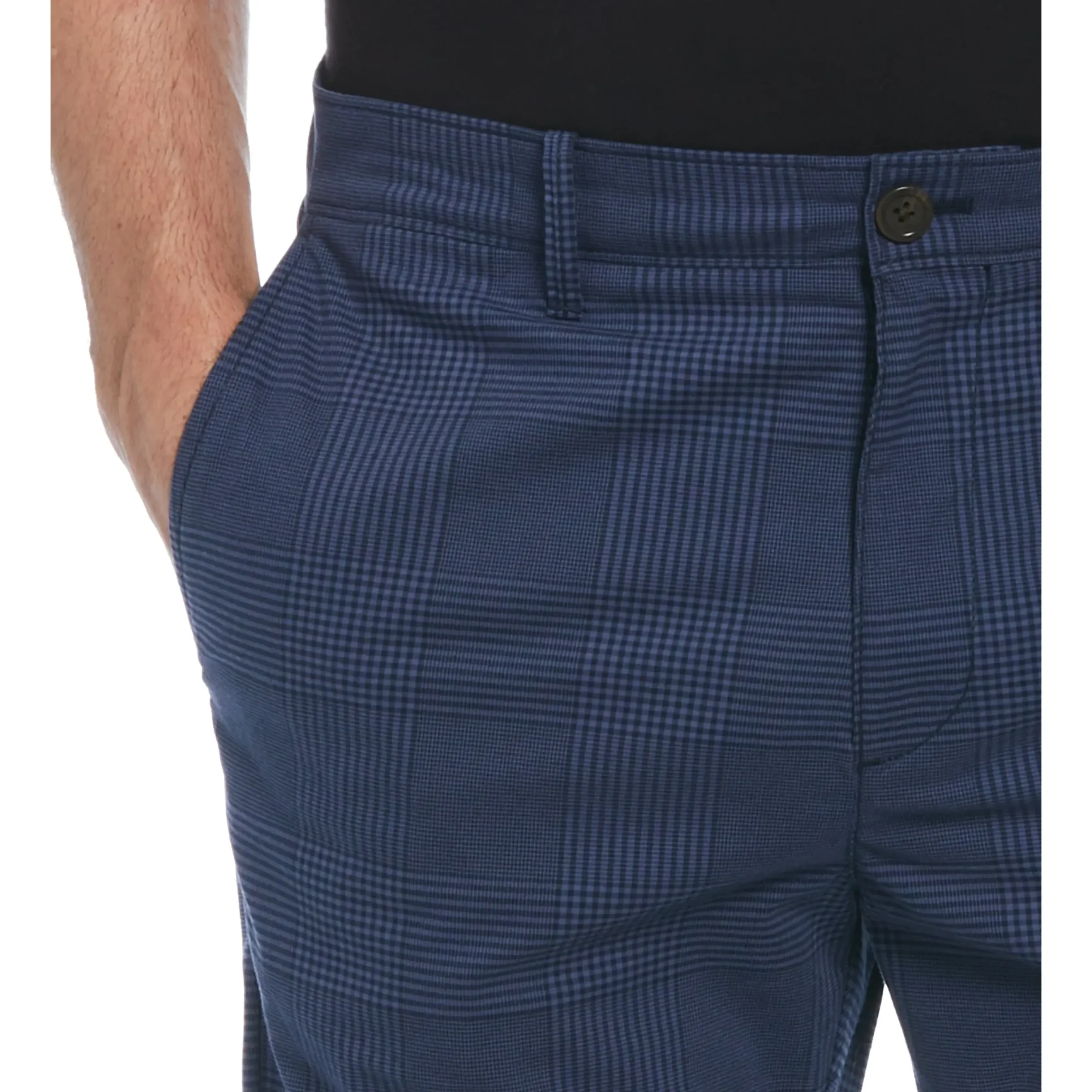 Cotton Blend Slim Fit Plaid Pants