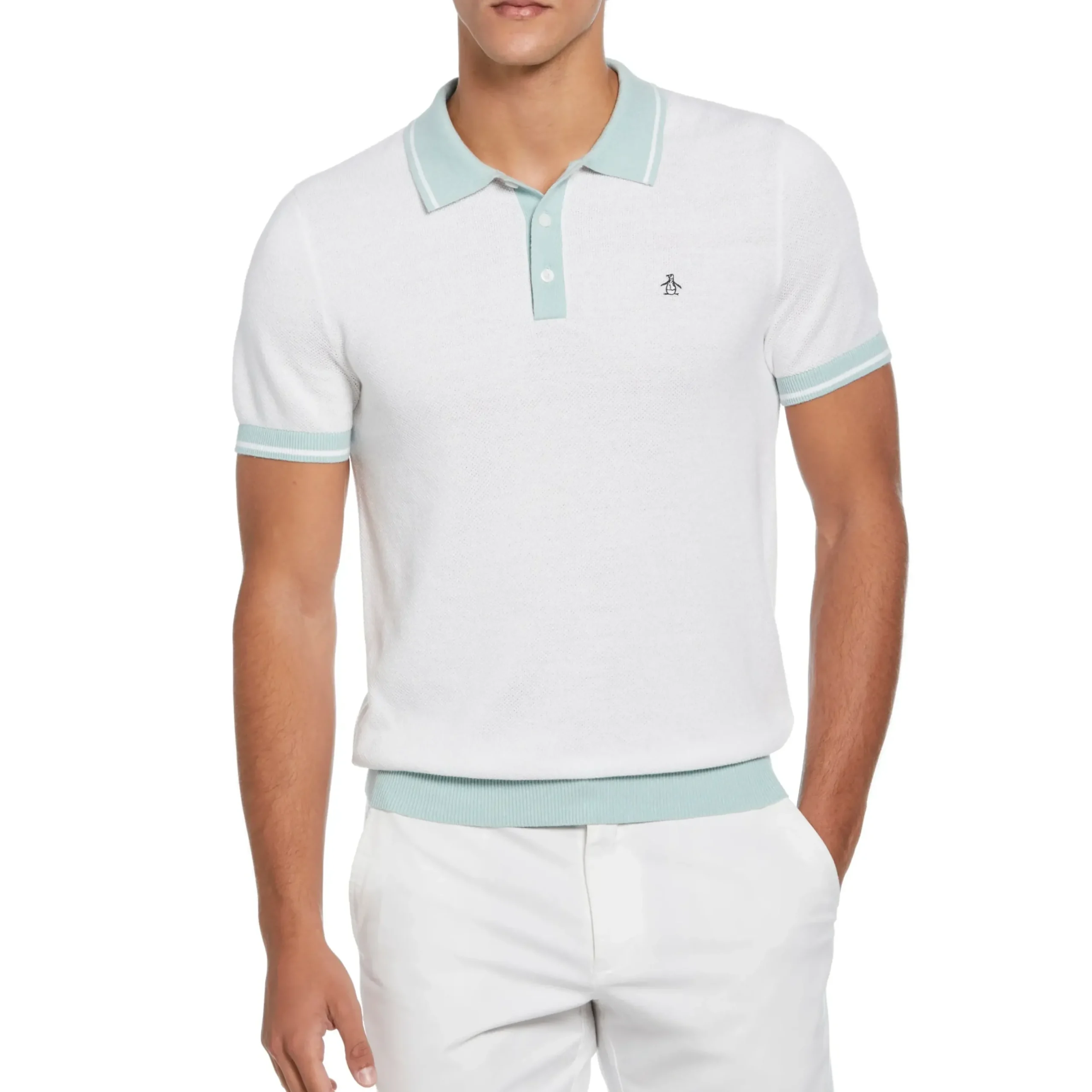Cotton Honeycomb Sweater Polo