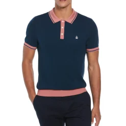 Cotton Honeycomb Sweater Polo