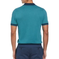 Cotton Honeycomb Sweater Polo