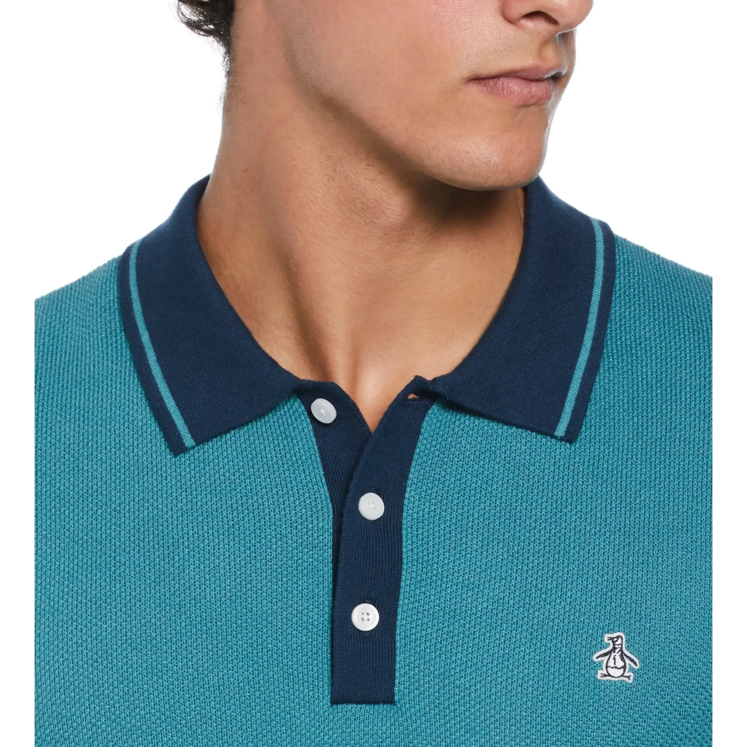 Cotton Honeycomb Sweater Polo