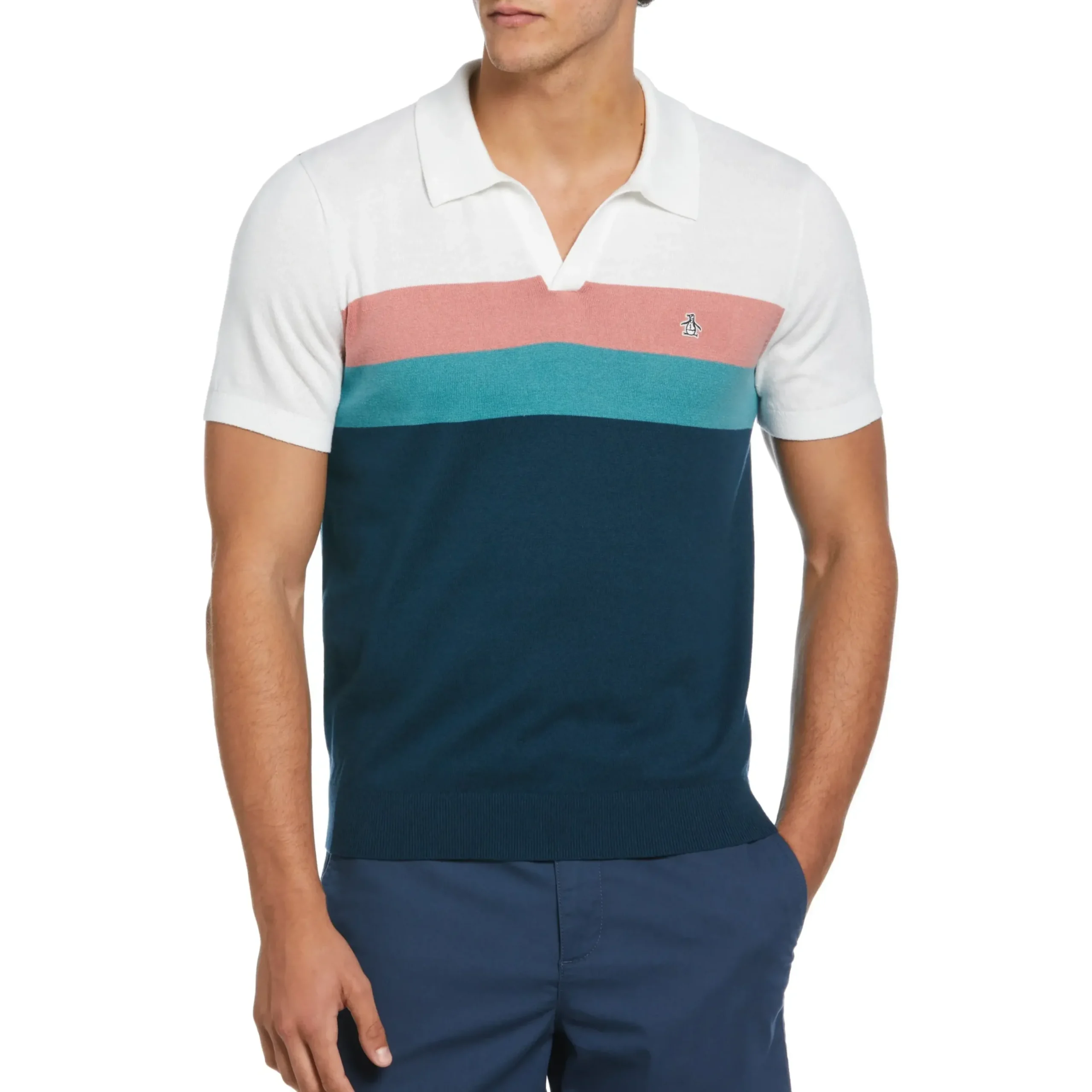 Cotton Jersey Chest Stripe Sweater Polo