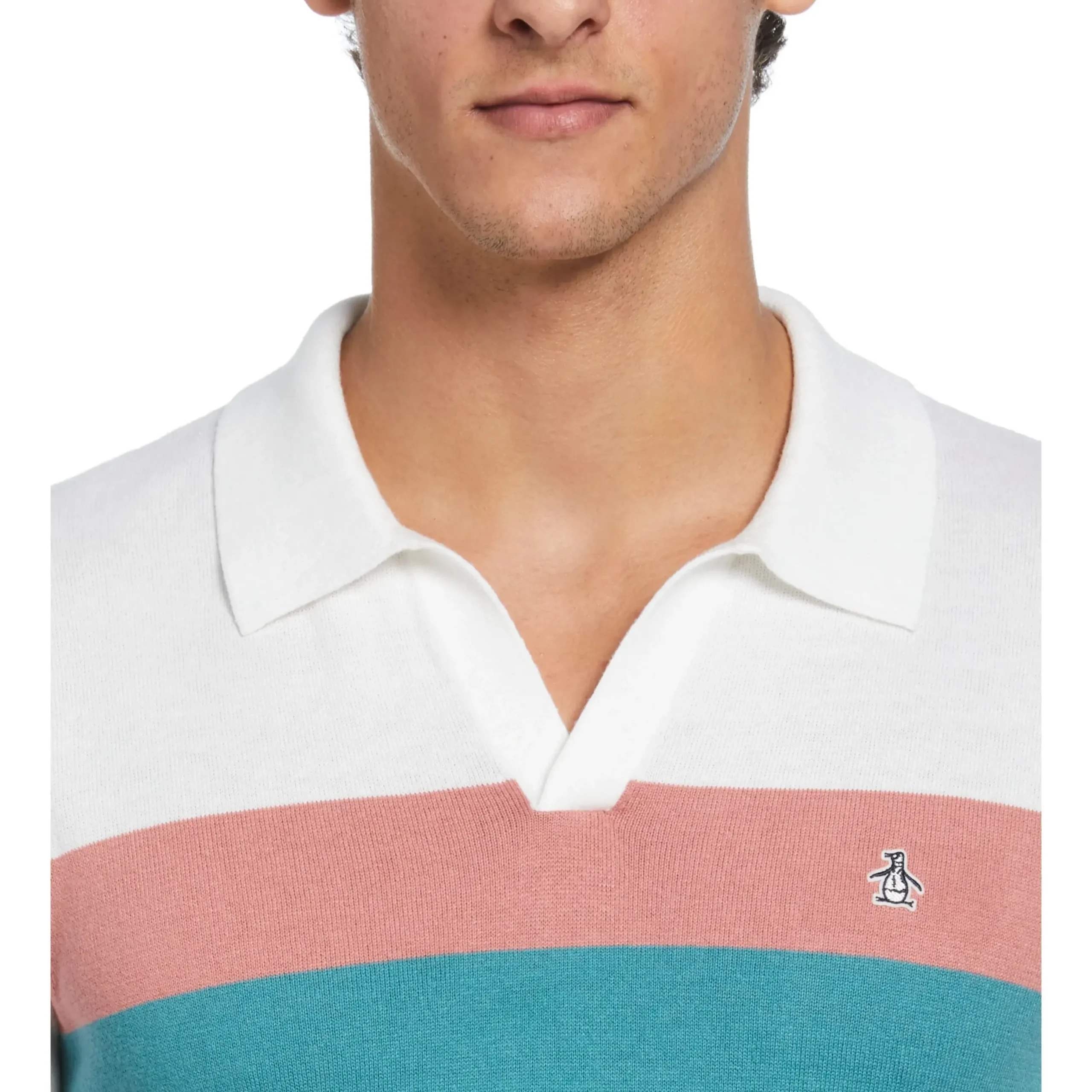 Cotton Jersey Chest Stripe Sweater Polo