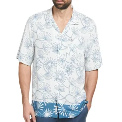Ecovero™ Color Block Leaf Print Camp Collar Shirt