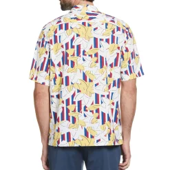 Ecovero™ Stripe Leaf Print Camp Collar Shirt