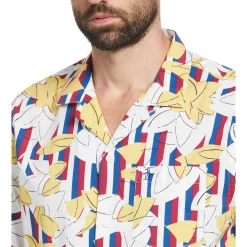Ecovero™ Stripe Leaf Print Camp Collar Shirt
