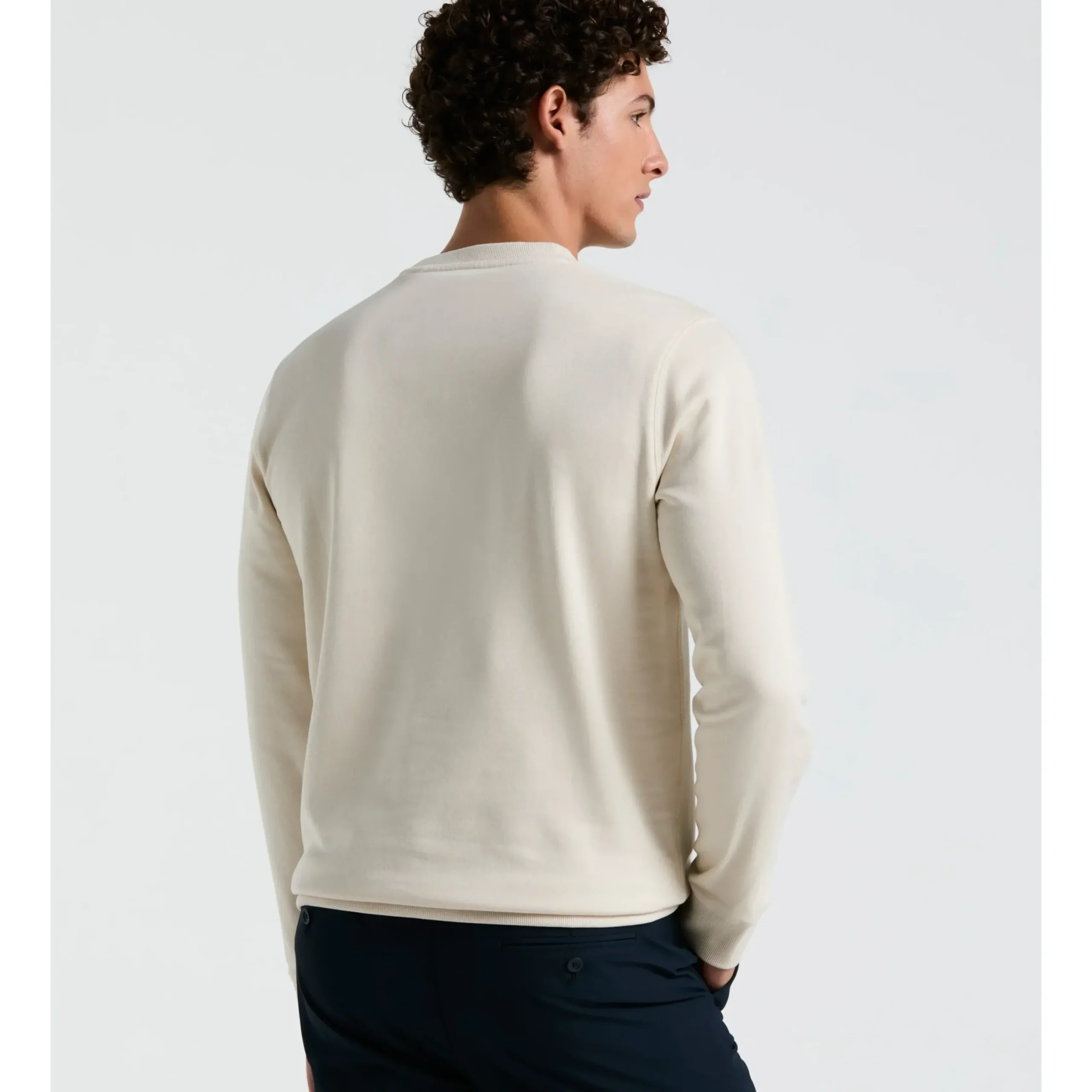 Fleece Chest Stripe Crew Neck Sweater