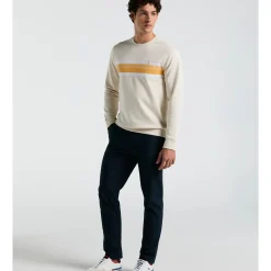 Fleece Chest Stripe Crew Neck Sweater