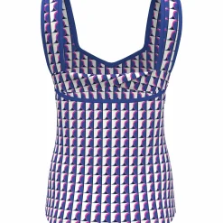 Geo Print Sweetheart Neckline Tennis Tank Top
