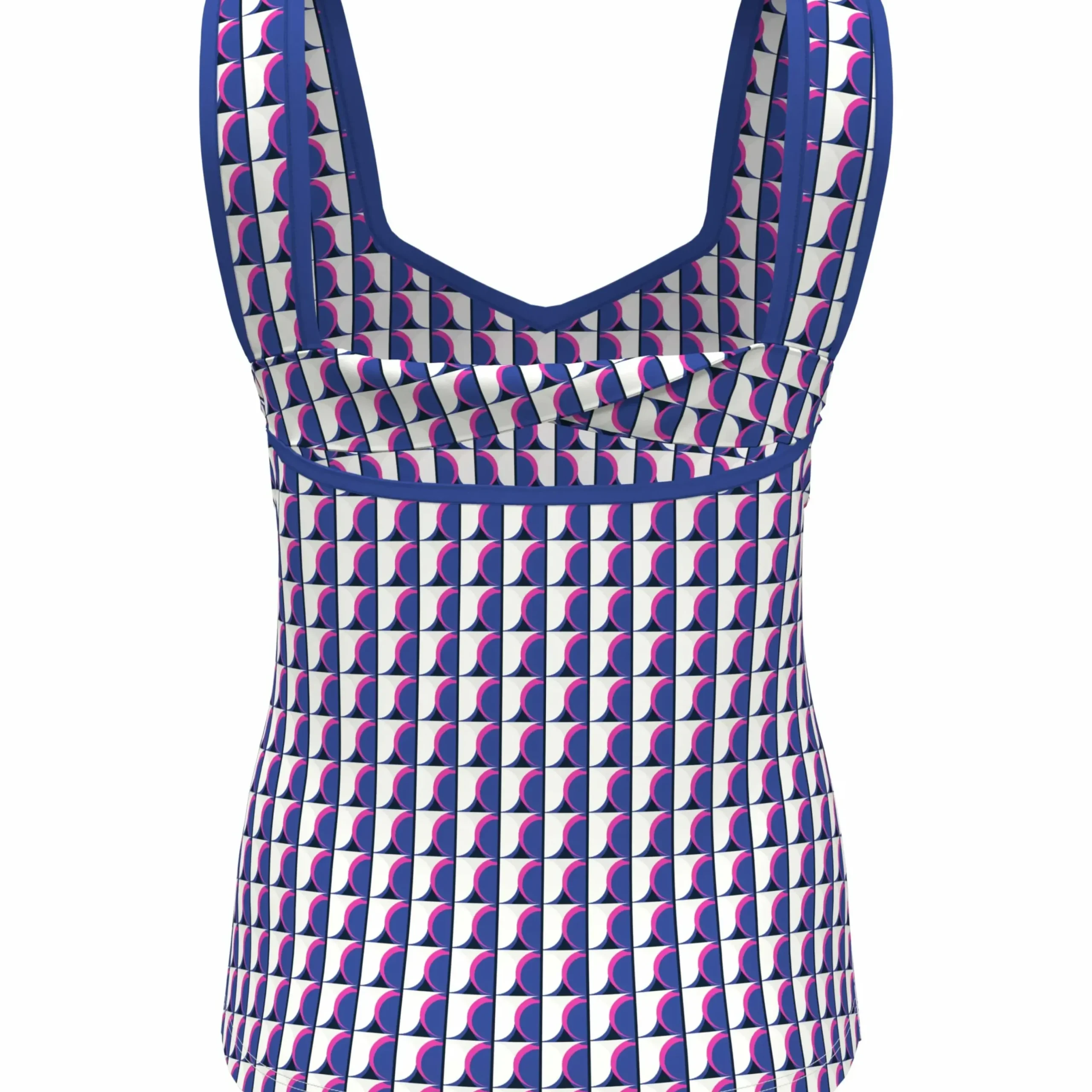 Geo Print Sweetheart Neckline Tennis Tank Top