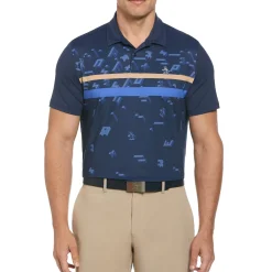Got Game Engineered Stripe Block Print Polo