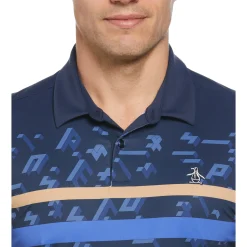 Got Game Engineered Stripe Block Print Polo