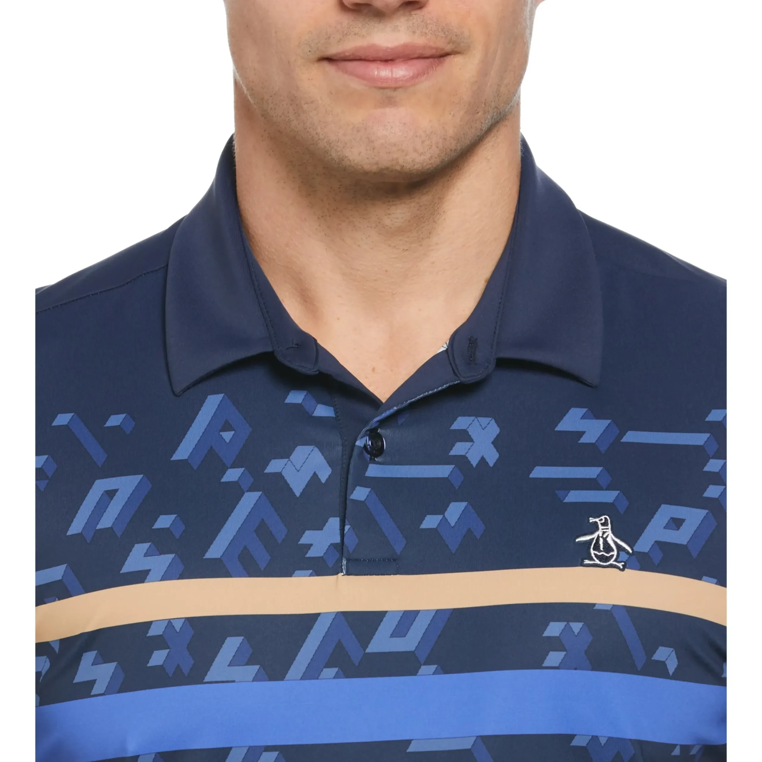 Got Game Engineered Stripe Block Print Polo