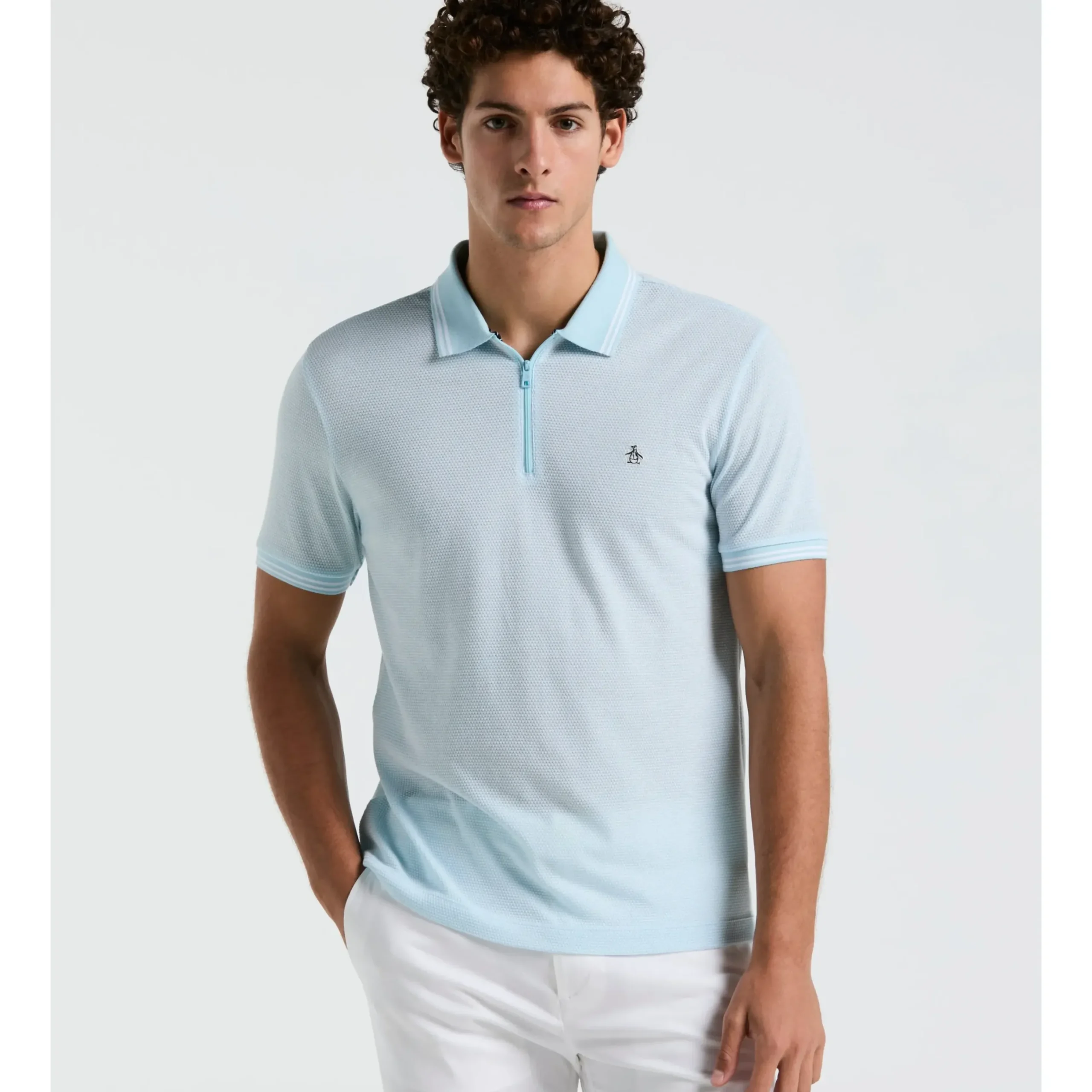 Jacquard Tipped 1/4 Zip Polo