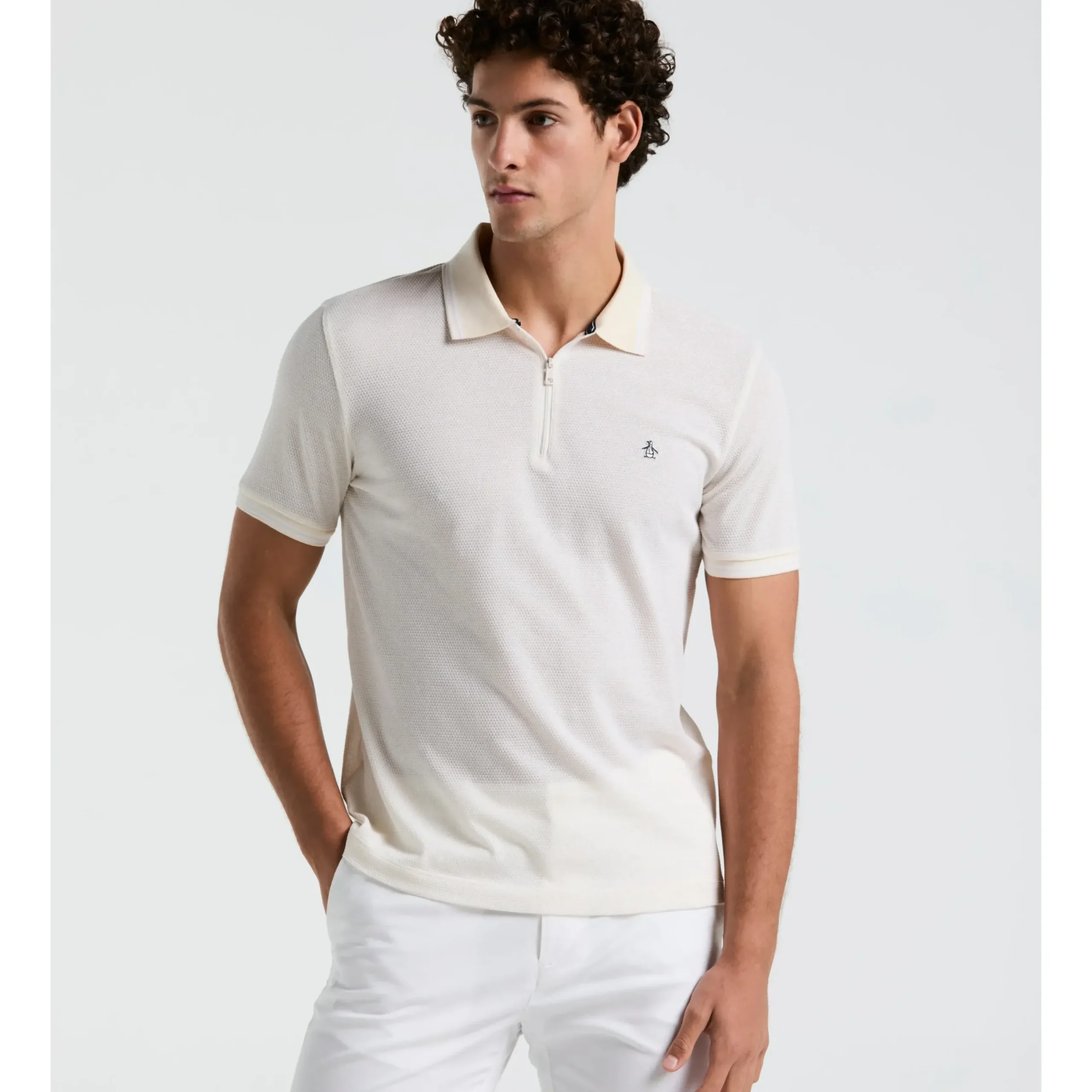 Jacquard Tipped 1/4 Zip Polo