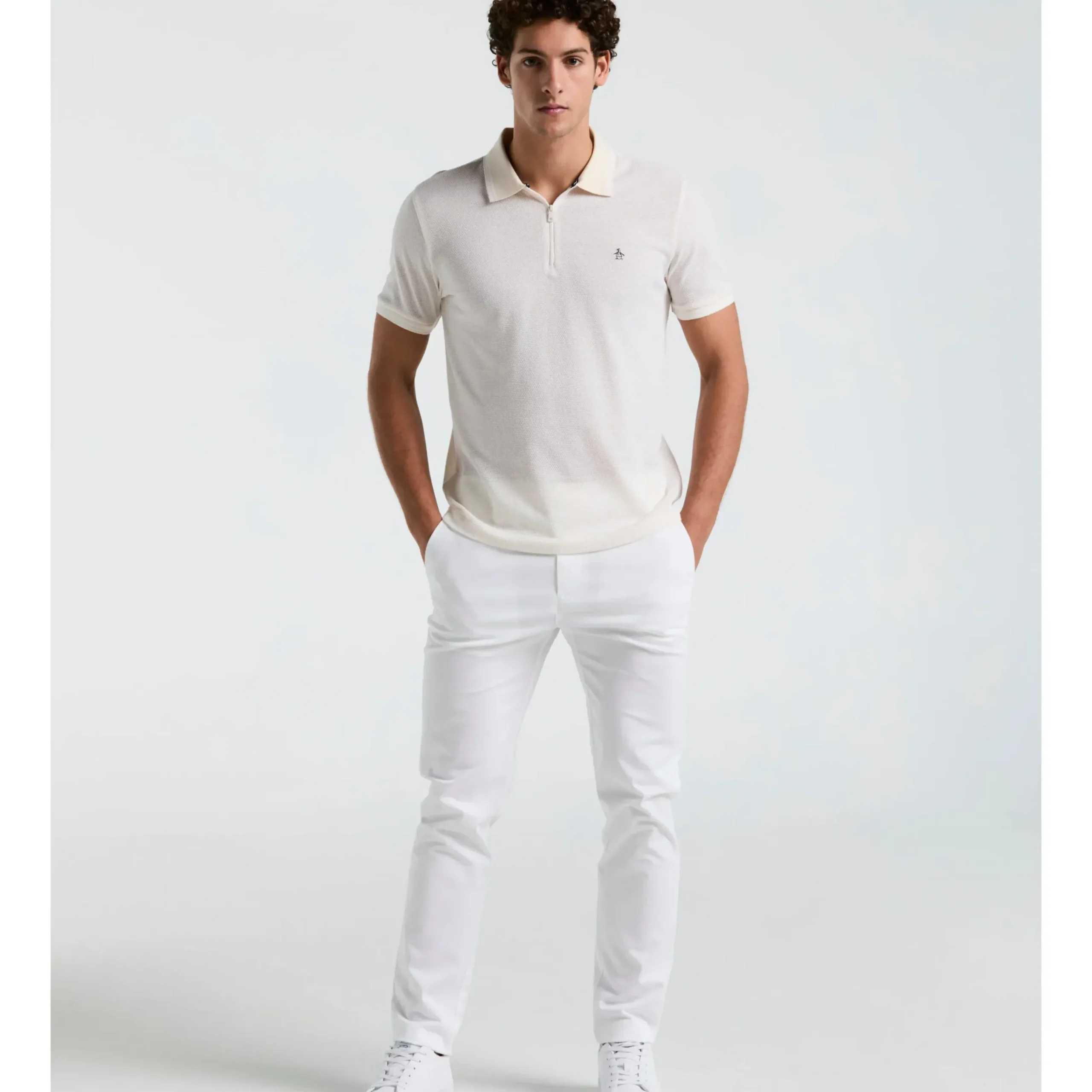 Jacquard Tipped 1/4 Zip Polo