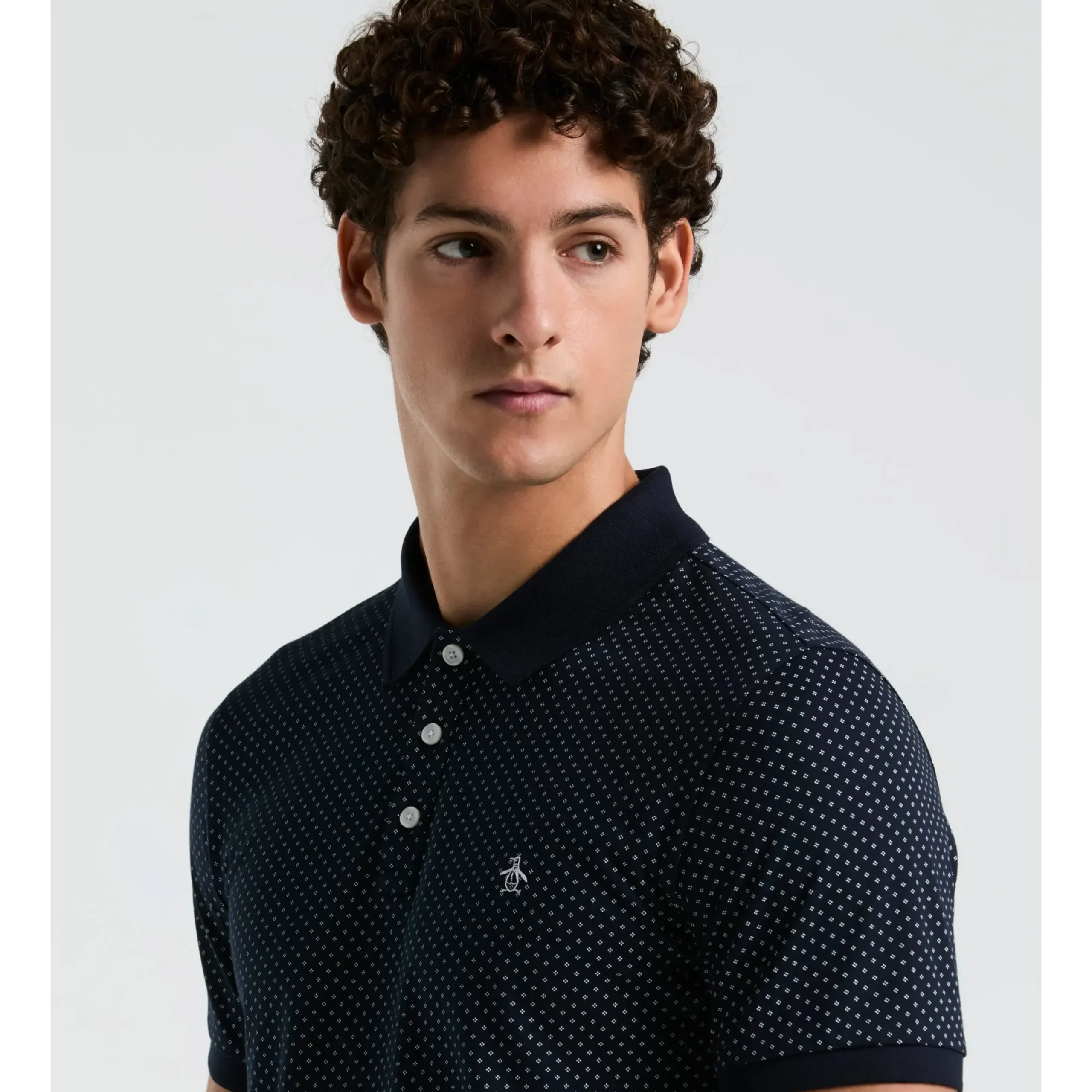 Jersey All-Over Diamond Ditsy Print Polo