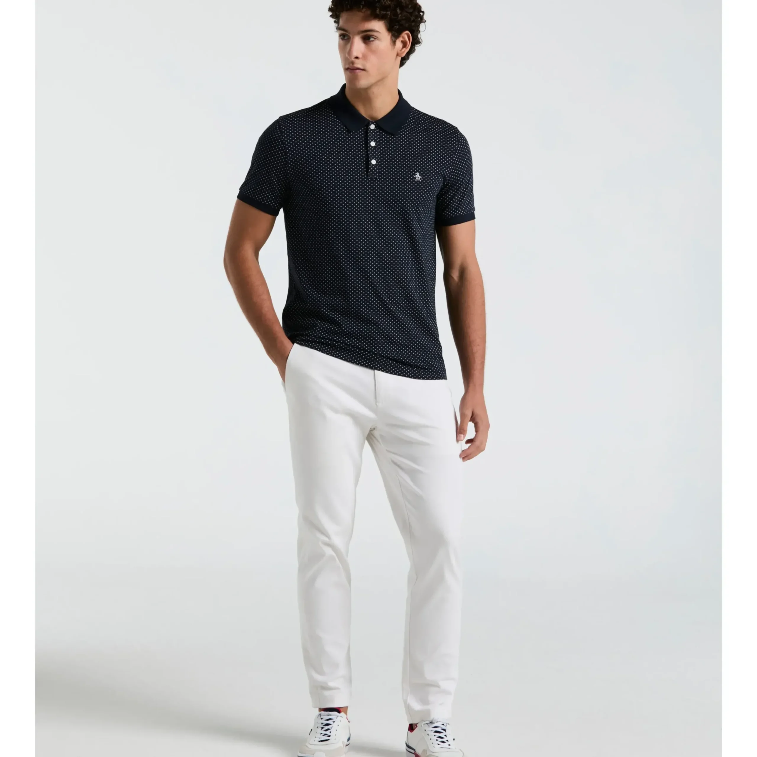 Jersey All-Over Diamond Ditsy Print Polo