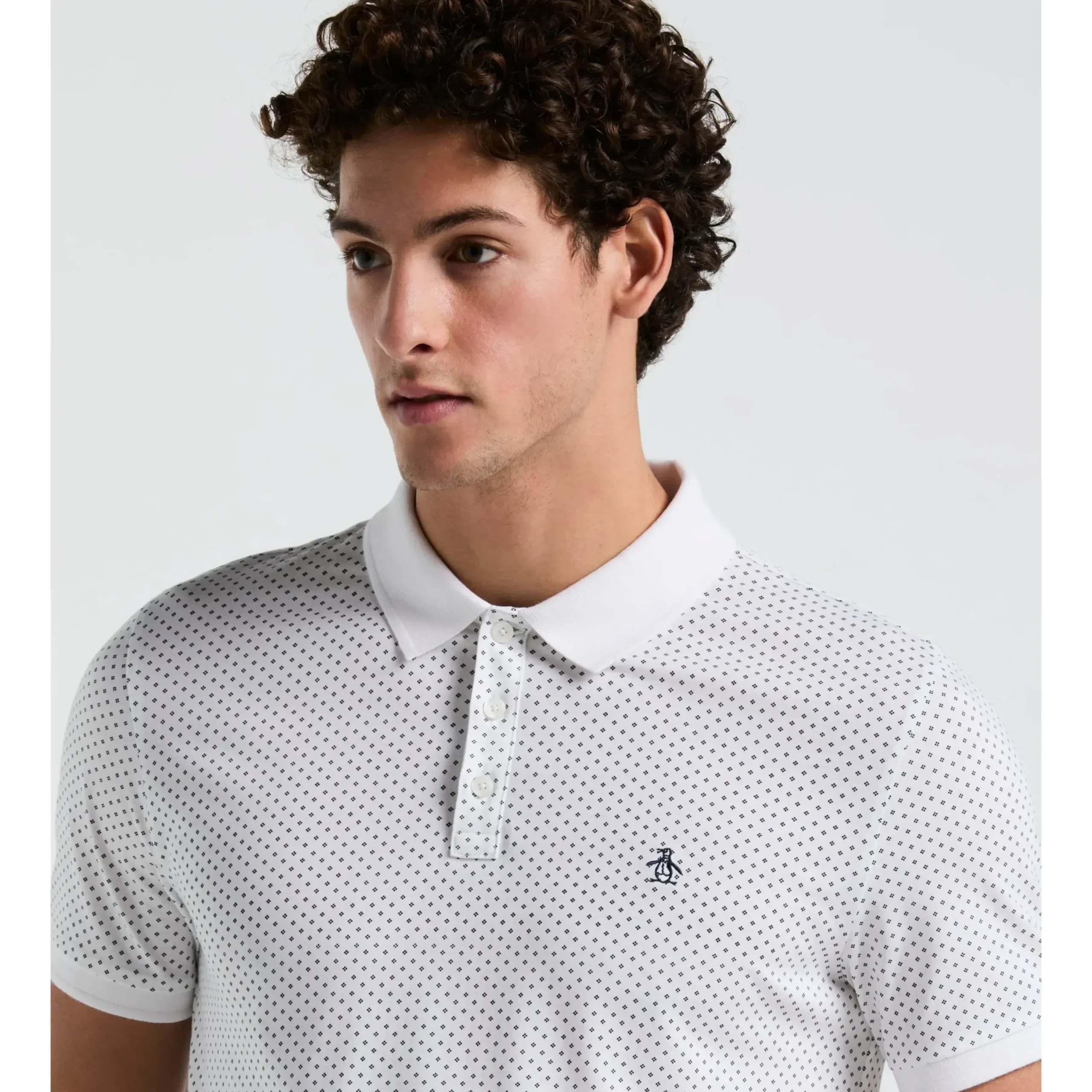Jersey All-Over Diamond Ditsy Print Polo