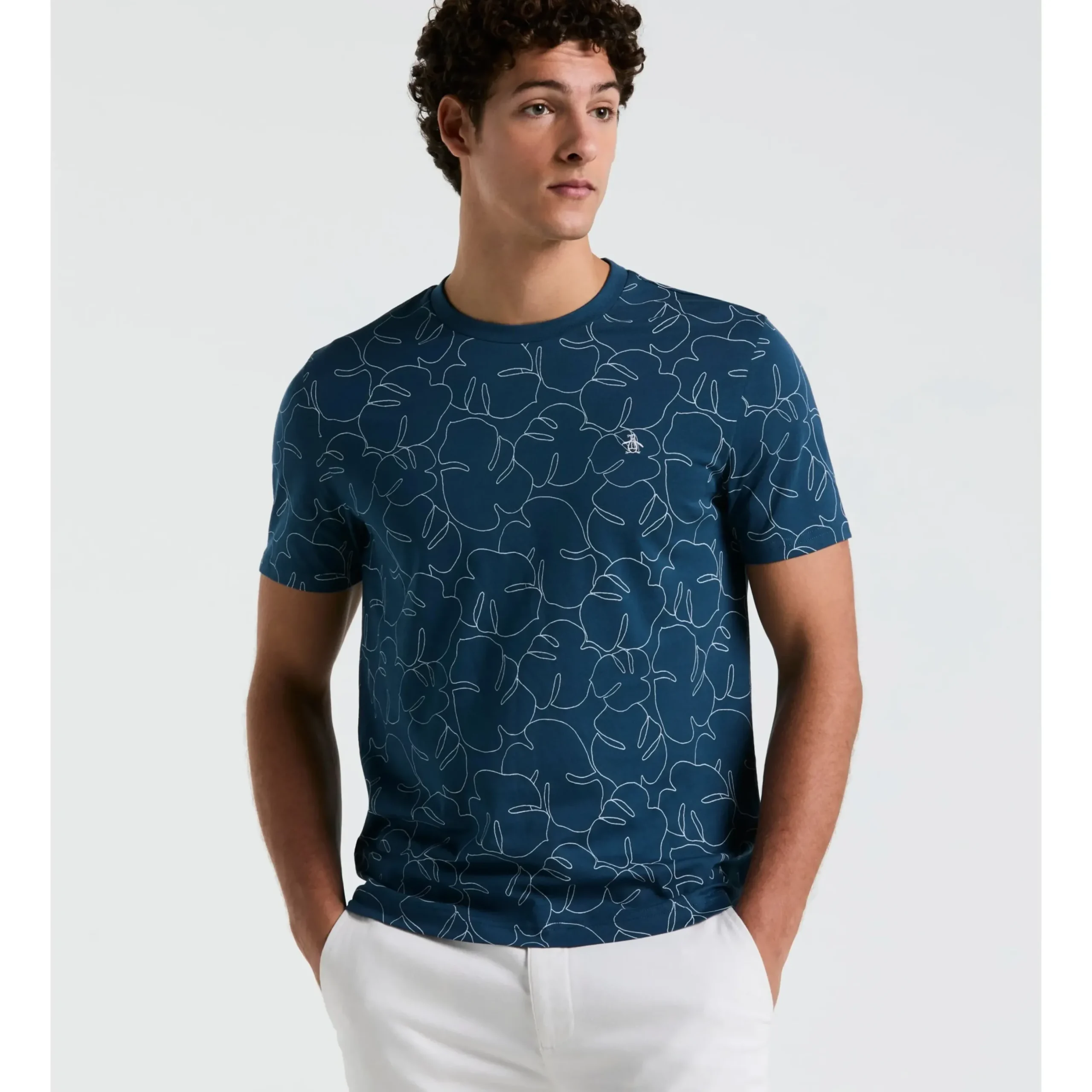 Jersey All-Over Palm Leaf Print Tee