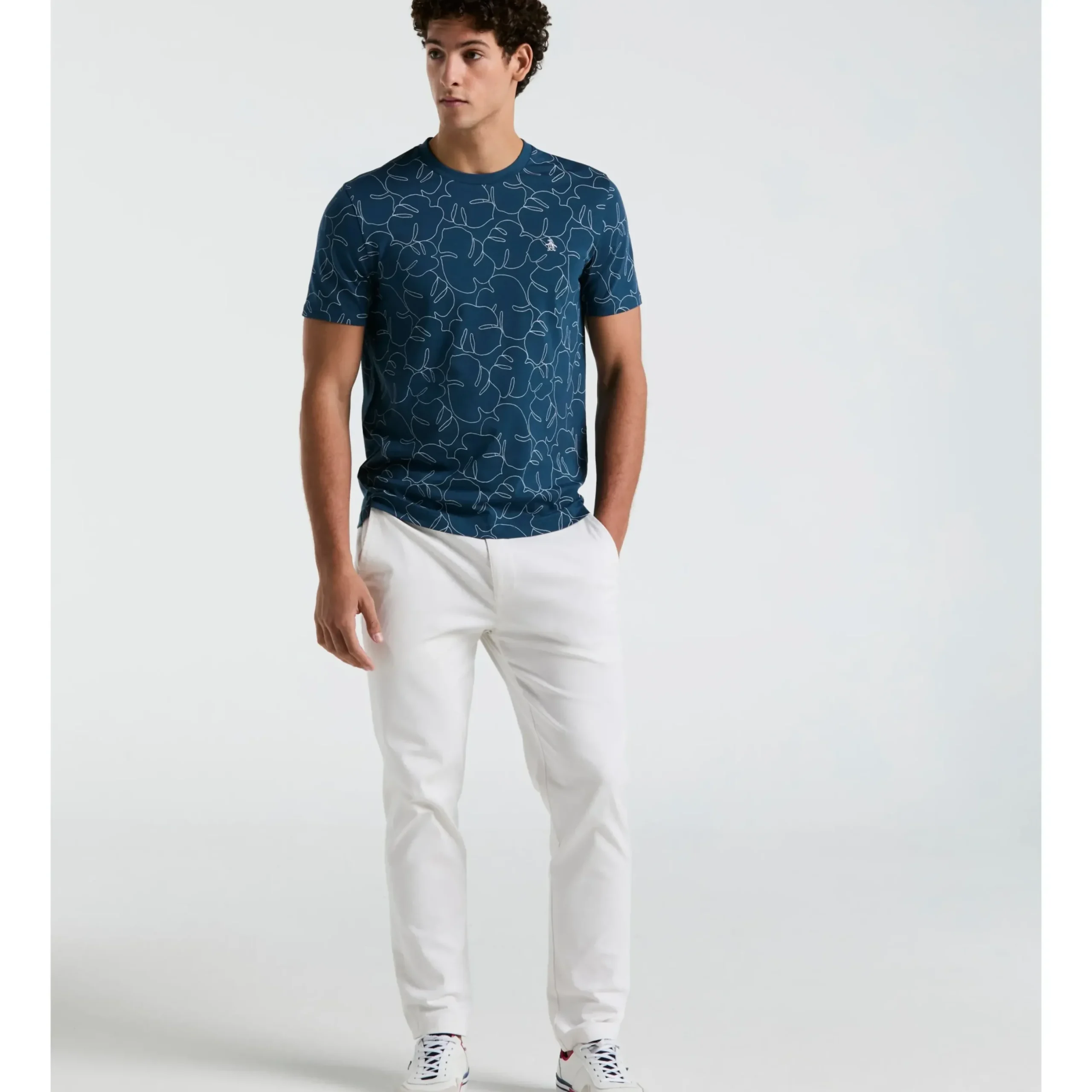 Jersey All-Over Palm Leaf Print Tee