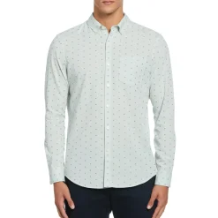 Long Sleeve Chambray Clipped Dobby Shirt
