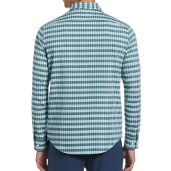Long Sleeve Eco Chambray Stretch Plaid Shirt