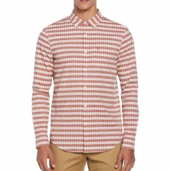 Long Sleeve Eco Chambray Stretch Plaid Shirt
