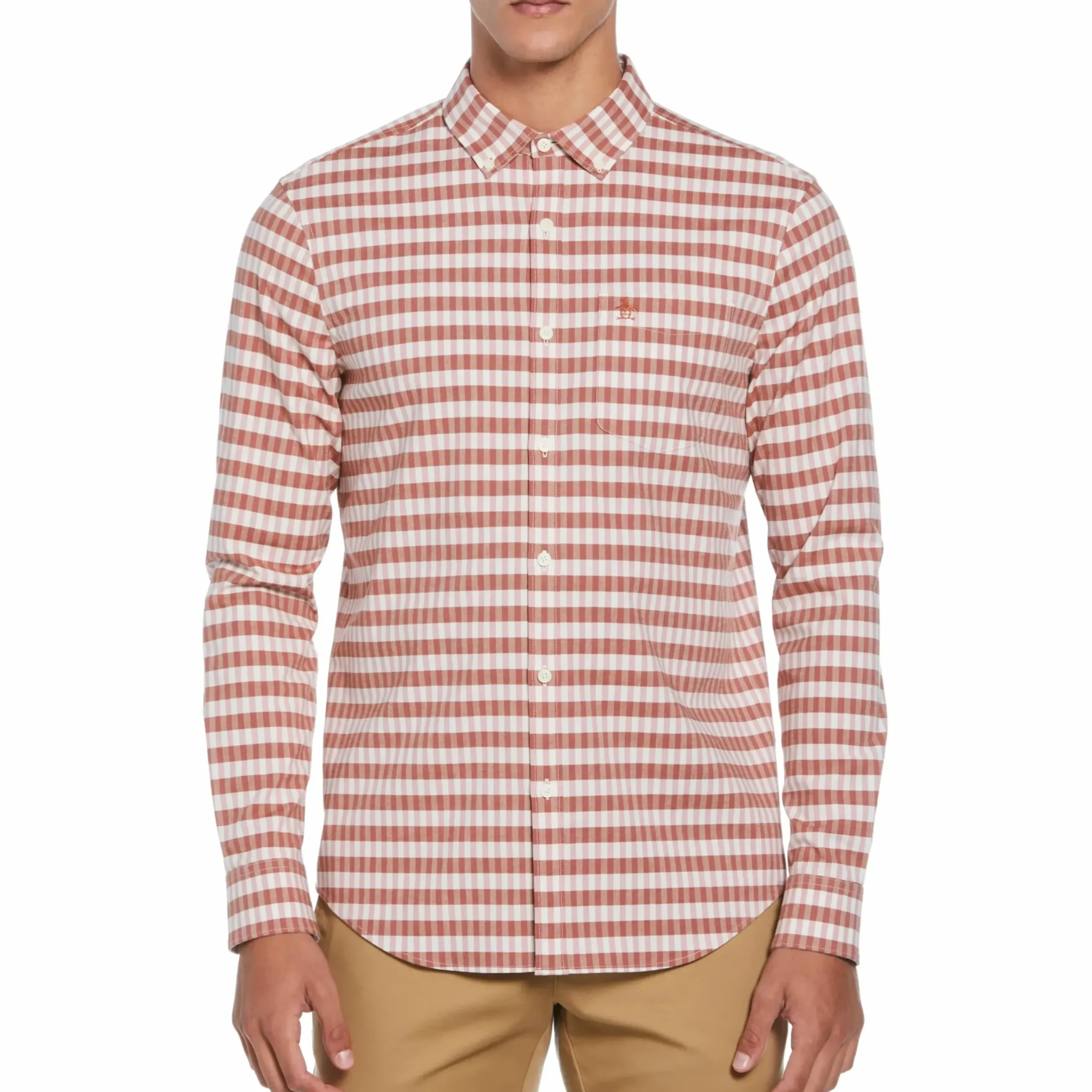 Long Sleeve Eco Chambray Stretch Plaid Shirt