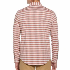 Long Sleeve Eco Chambray Stretch Plaid Shirt