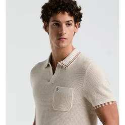 Mesh Tipped Johnny Collar Sweater Polo