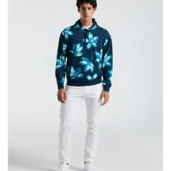 Painted Floral Print French Terry Hoodie