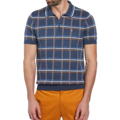 Plaid 1/4 Zip Sweater Polo