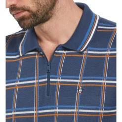 Plaid 1/4 Zip Sweater Polo