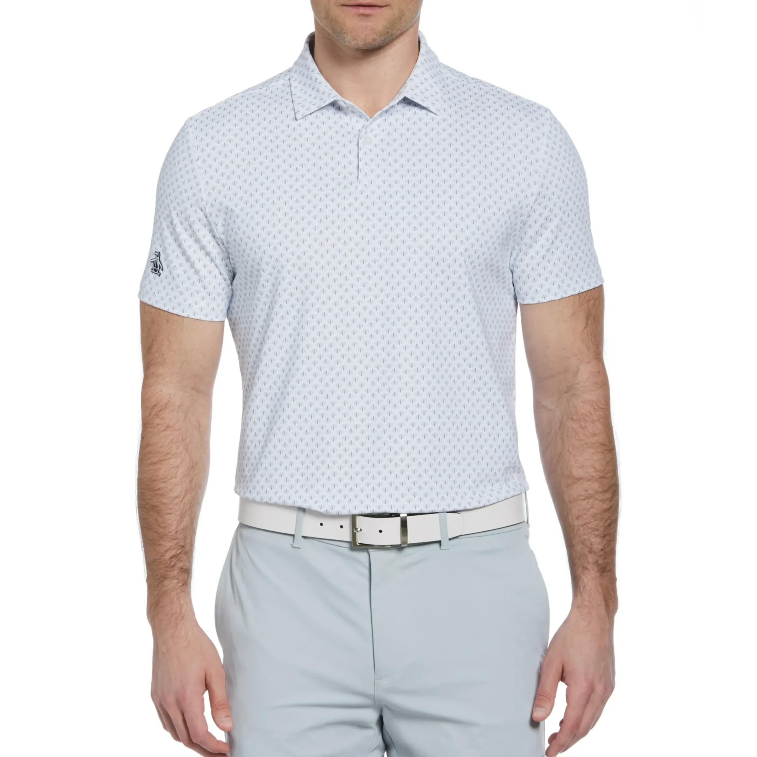 Retro Geo Print Golf Polo
