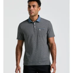 Stripe Chambray Collar Polo