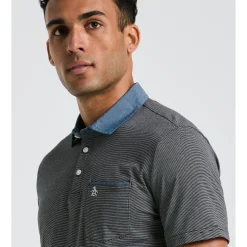 Stripe Chambray Collar Polo